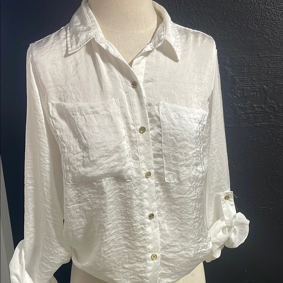 Michael Kors White Button-Up Blouse - Picture 1 of 4